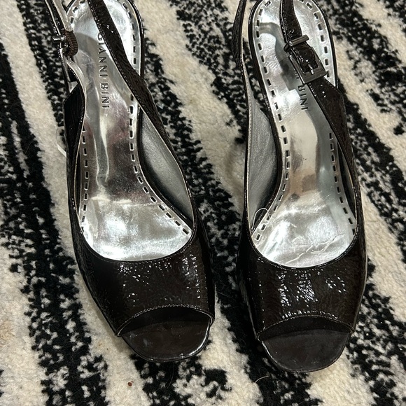 Gianni Bini Shoes - Gianni Bini Shiny Black Slingback Heels